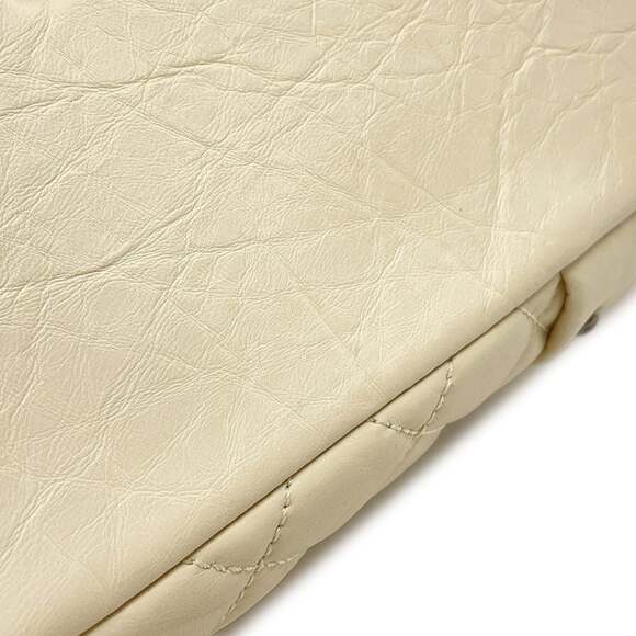 CHANEL White Leather Logo Boston Bag - Picture 6 of 14